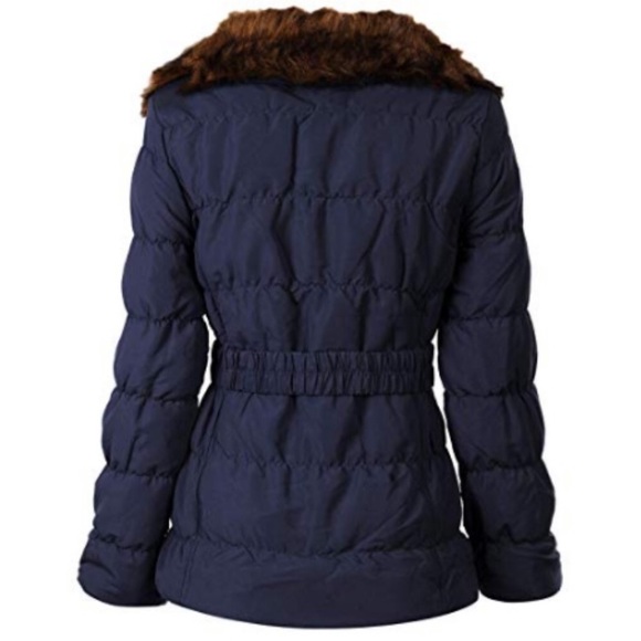 Navy Belted Puffer Coat - Picture 3 of 3